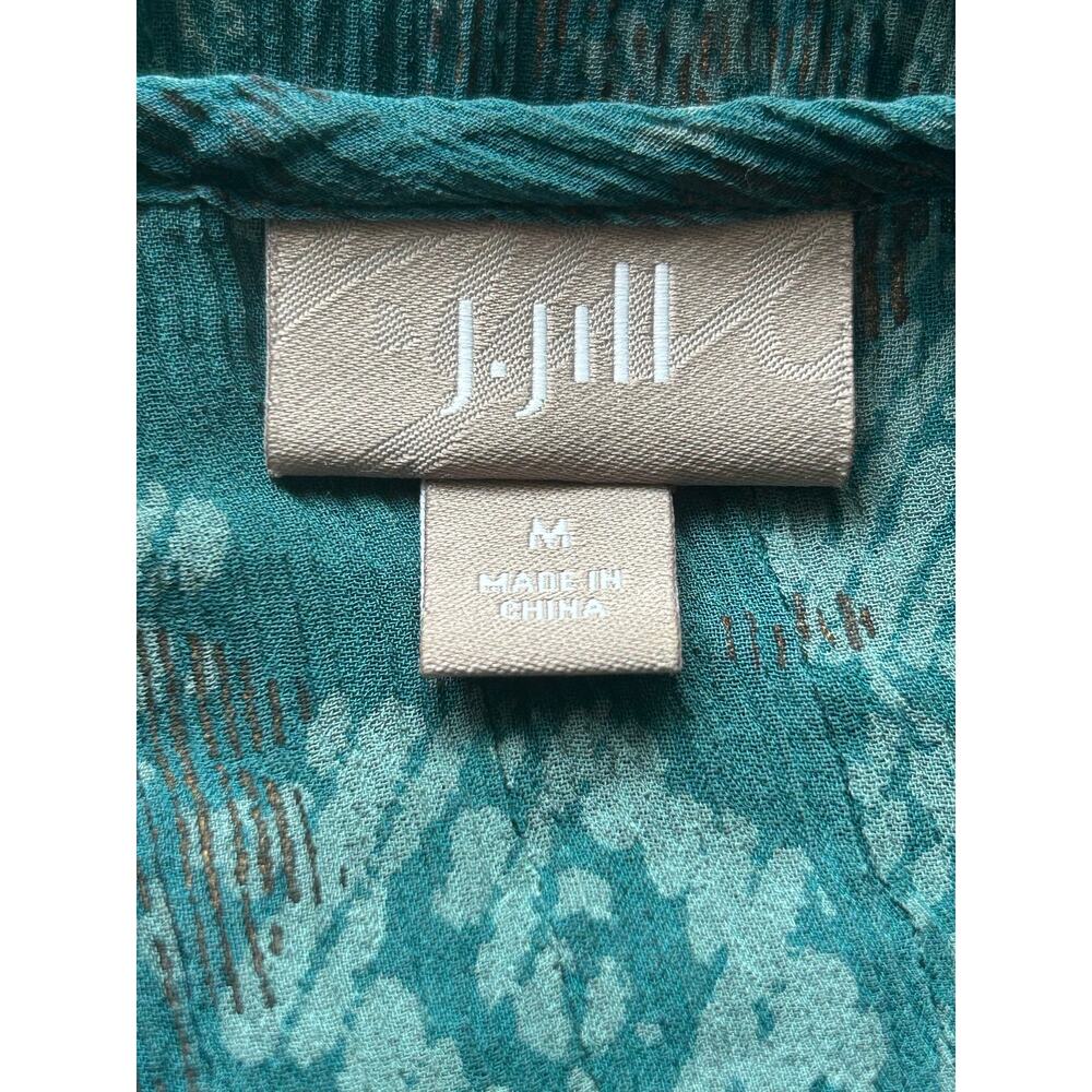 J Jill green sheer long sleeve silk blouse medium business office feminine - Picture 4 of 6